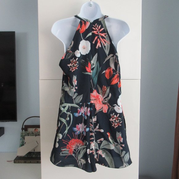 STYLESTALKER Womens Floral Print Romper Size S blue multicolor Lined Back Zip - Picture 4 of 12